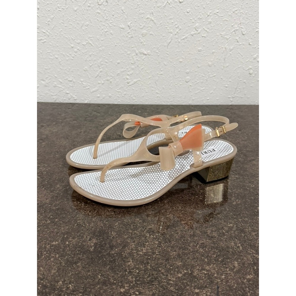 Furla Nude Peach Jelly Bow Thong Sandals Size 6